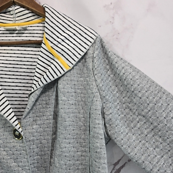 Chicos Jacket Womens XL 3 Gray Hooded Textured Knit Quilted Unstructured Striped - Picture 10 of 11